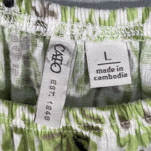 Cato Off -Shoulder Top Women Size L Green Pattern Short Sleeve Eyelet Summer - Picture 8 of 12